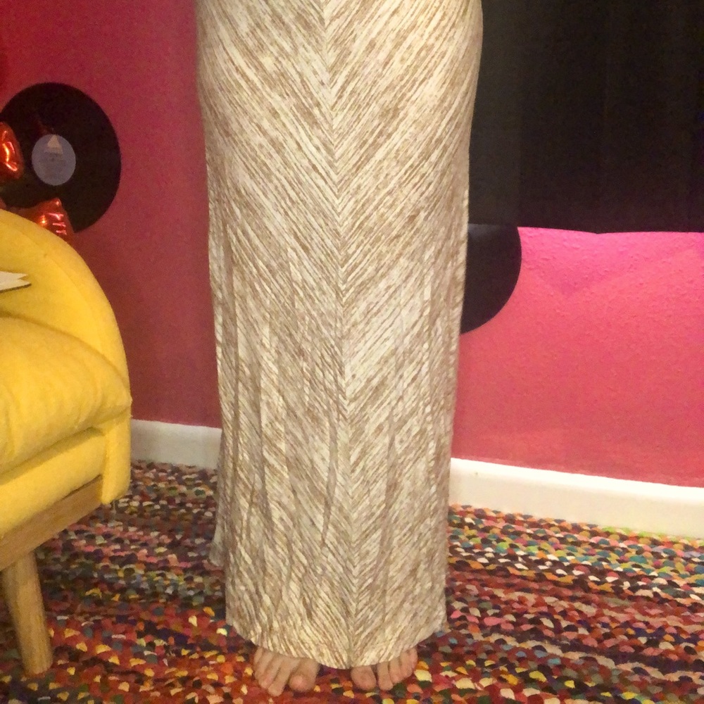 Full length white and tan skirt